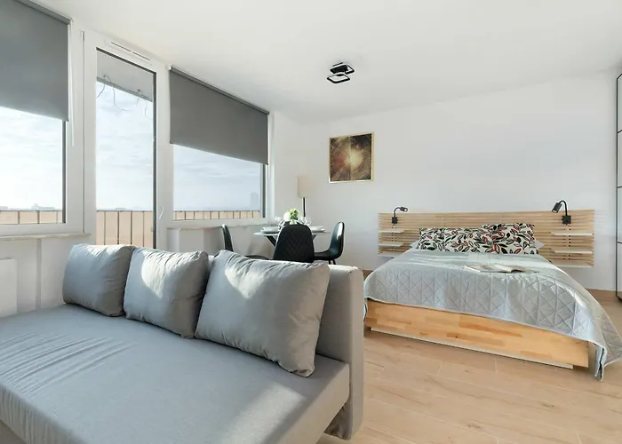 Beige And Grey In With Balcony Close To The By Renters Gdańsk